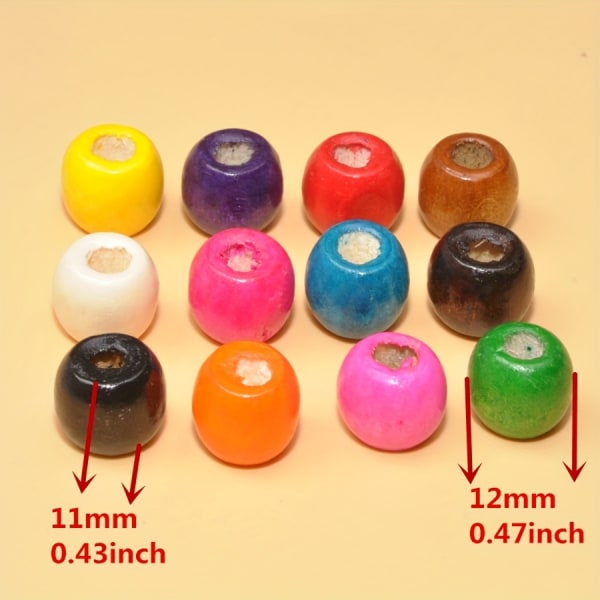 50st 12 färger 11*12mm Rund fatform Trä Lösa pärlor för armband DIY Crafting Smycken Tillbehör Tillverkning Tillbehör Purple 50pcs