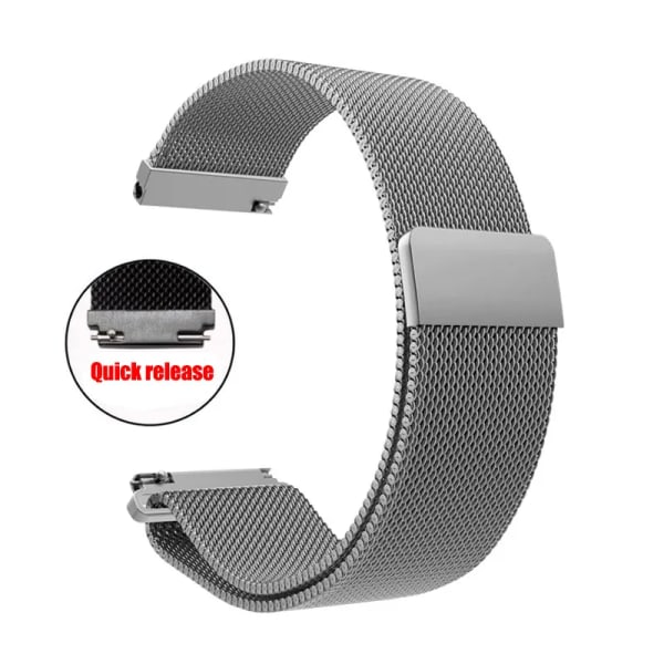 Magnetisk spänne milanese Armband i rostfritt stål för Samsung Watch4 Huawei GTR2 16mm 18mm 20mm 22mm Casual Fashion Watch Accessori Silver 12mm