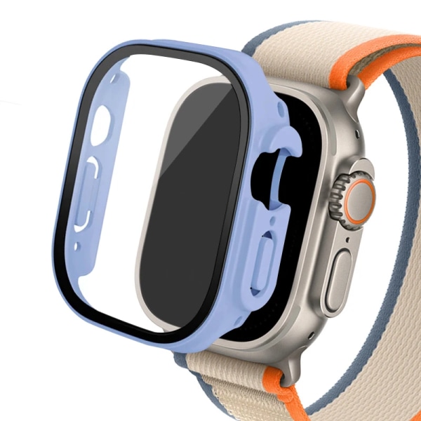 Glas+ Cover för Apple Watch case Ultra 2 49 mm smartwatch Bumper+Screen Protector Härdad iwatch-serien apple watch Tillbehör ice blue 12 Ultra or Ultra2 49mm