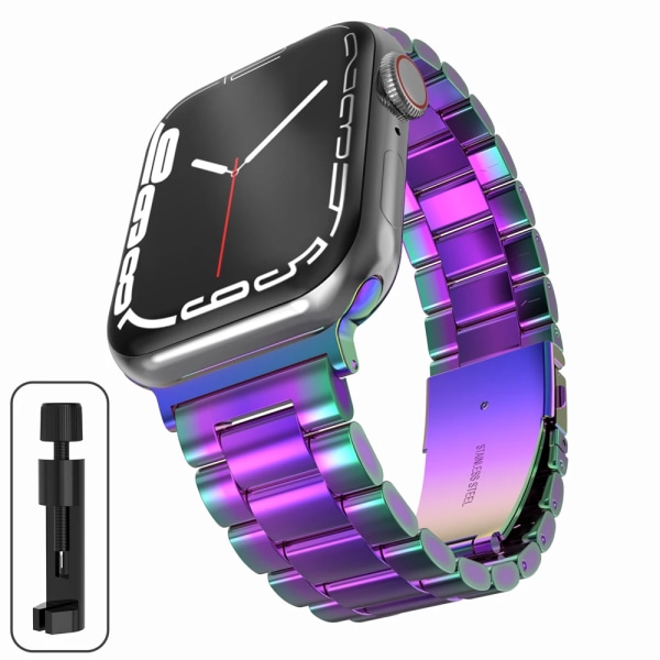 Metallrem för Apple Watch Ultra 49mm 8 7 45mm 41mm Rostfritt stål Smartwatch Armband för iWatch 6 5 4 SE 44mm 42mm 38 40mm Colorful