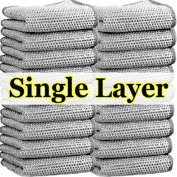 Engros Metal Ståltråd Klude Klud Hjem Køkken Gryde Pan Opvask Dobbeltsidet Opvaskeklud Rengøringsklude Håndklæde Scrubber Klud Single Layer 1PC