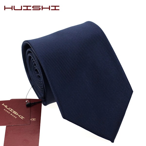 HUISHI 8CM 8 Styles Mænds Solid Mørkeblå Farve Halsbind 6cm Vandafvisende Jacquard Halsbind Daglig Brug Cravat Bryllup Fest Til Mænd TP 10