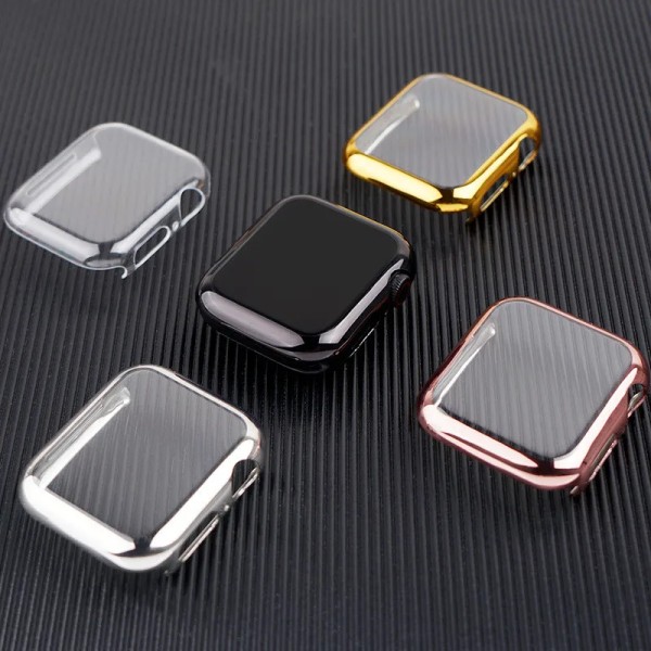 TPU- cover för apple watch Case 44MM 45MM 41MM 42MM 38MM 40MM Helt stötfångarbandsskydd iwatch-serien 9 8 7 6 5 3 SE tillbehör gold 41mm Series 7 8 9