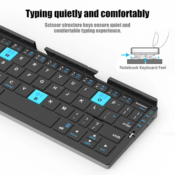 Vik Mini Trådløst Tastatur Med Tre Bluetooth Og Stativ Til Tablet Telefon Laptop Bluetooth Tastatur Til Android Ios Windows-Vindar white Japanese