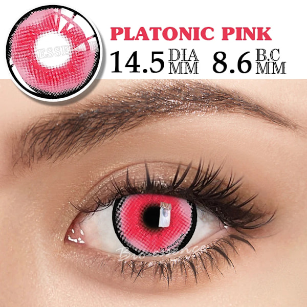 Bio-Essence Hallowee Cosplay Kontaktlinser För Ögon Cosplay-Linser Anime-Linser Anime-Tillbehör Lensor Röd Linser Pink Lenn S PLATONIC PINK