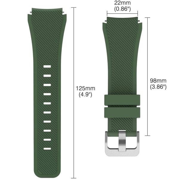 22 mm silikonrem för Samsung Gear S3 Classic/S3 Frontier/3 45 mm Huawei Watch GT2 46 mm sportarmband för Amazfit GTR/Stratos Dark green for Strap width 22mm
