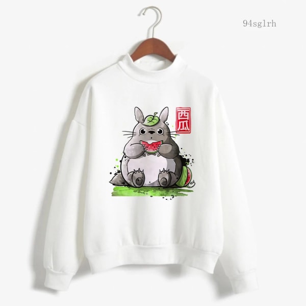 Totoro Kawaii Rolig Cartoon Hoodie Dam Harajuku Ulzzang Sweatshirt Söt Anime Pullover Vinter Varma Toppar Kvinna 15615 M