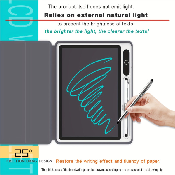 23,62 cm LCD-anteckningsbok, LCD-skrivplatta med case i läder, elektronisk ritbräda för digital handstilsblock Doodle Board Halloween 9.3"28K-Note BLACK