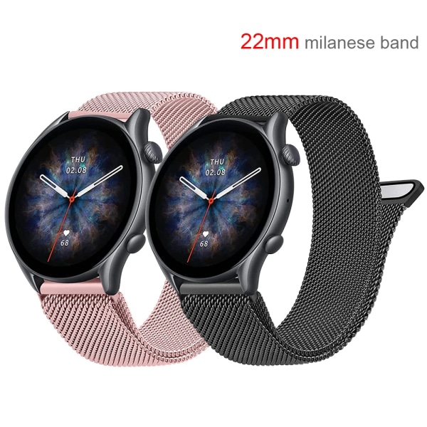 22 mm magnetiskt watch för Huami Amazfit GTR 4 3 Pro 2 2e Rostfritt stål Mesh Armband remslinga för GTR 47 mm Pace Stratos Red Black