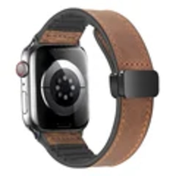 Aito nahka silikoniranneke Apple Watch Ultra 2 49mm 44mm 45mm 41mm 40 42mm magneettinen ranneke sarja 8 7 Se 6 Crazy  Deep Brown 42mm 44mm 45mm 49mm