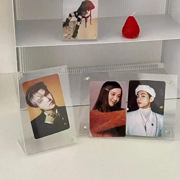 Akryl Foto Ramme Transparent Foto Kort Holder Kpop Idol Kort Display Stativ Billede Ramme Skrivebords Dekoration Marco De Fotos S15 Photo Frame