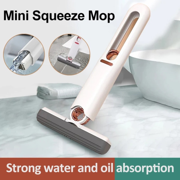 Mini Squeeze Mop Bärbar Rengöringsmopp Fönsterglassvamprengöring Bordsrengöringsmedel Slitstarkt hushållsrengöringsverktyg 2Mop-4 extra Sponge