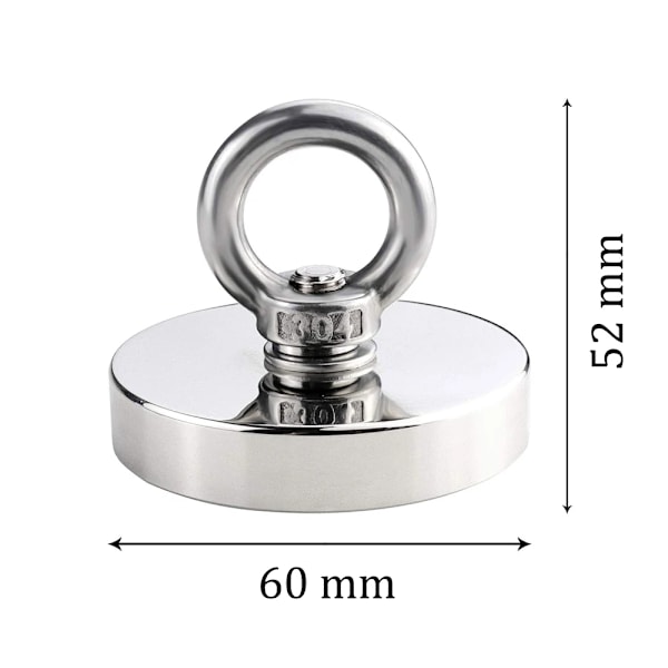 Super Stærke Neodymium Magneter N52 Iman Ima Magnetisk Fiskeri Magnet med Senket Hul Øjebolt til Bergningsmagnetisk Fiskeri J60 Pull Max 120KG