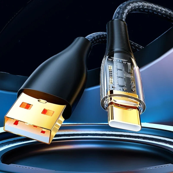 Typ C-kabel 120W Supersnabbladdning USB -kabel 1M/1,5M/2M Telefonladdarkabel för Xiaomi 13 Huawei Samsung Oneplus USB C-datasladd Black 1.5m