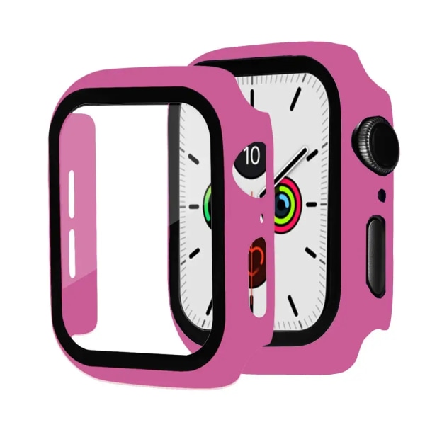 Glas+ cover För Apple Watch Case 44mm 40mm 42mm 38mm stötfångare Skärmskydd för Apple Watch Tillbehör 9 8 7 6 5 4 3 41mm 45mm Barbie powder 23 Series 7-8-9 41mm