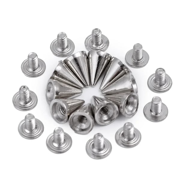 Sølv Kegle Nitter og Pigge Metal Dobbelt Hætte Nitter Stud Rund Nål Nitte DIY Tøj Sko Taske Tøj Tilbehør Engros 7x14mm 80 PCS