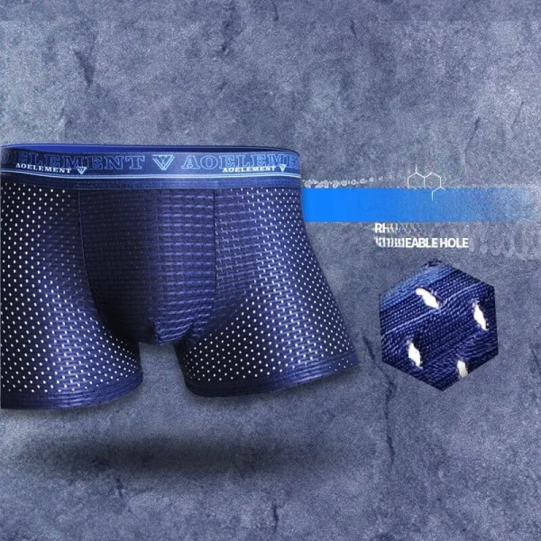 Herr Ice Silk Modal Underkläder Boxer Mesh med mitten av midjan Andas Sommar Sexiga Fyrhörningsbyxor Huvud black XL