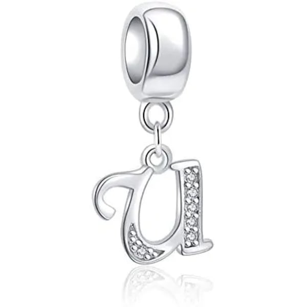 Fit Original Pandora Armbånd Charms 925 Sølv Bogstav A-Z Alfabet Charm Navn Perler Til Kvinder DIY Vedhæng Fremstilling Smykker SMC1475-U