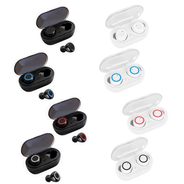 Original TWS Y50 Öronsnäckor Trådlöst Bluetooth Headset med Mic Touch Control Fone Bluetooth Hörlurar Trådlösa Hörlurar Y50 Black-White