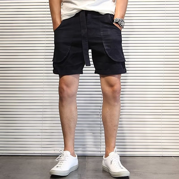 Mænd Fashion Mærker Femte Bukser Lat Overalls Forår Og Efterår Casual Bukser Harajuku Ungdom Popularitet Lige Loose Shorts Dark Blue XL