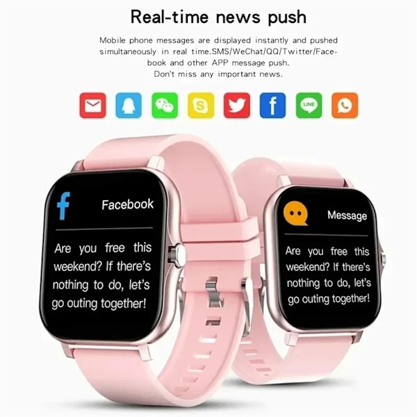 Smart ur til mænd og kvinder - Gave til Xiaomi - Fuld touchskærm - Sport og fitness - Ur med BT-opkald - Digitalt smartwatch - Armbåndsur - 200+ urskiver - Ny Pink mesh belt Bluetooth calls