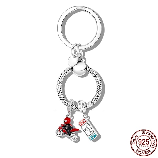 Pendant Charms 925 Sterling Silver Moment Key Ring Liten Väska Hållare Passar Original Pandora Armband Kvinnor Göra Smycken Göra Gåva KTC049