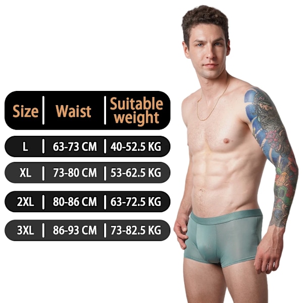 2024 Hot Summer Cool Ice Silk Boxers Trosor Mænd Åndbar Bløde Shorts Mænd Sexede Underbukser Underbukser L 6Xl Overstørrelser Green L