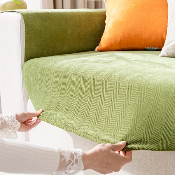 1 st Enfärgad Chenille soffa Slipcover, Halkfri stretchig sofföverdrag med resårband