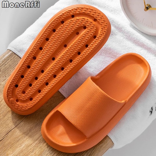 Cloud Tofflor Mænd Tykke Sål Sko Til Mænd Sommerstranden Billeder Badeværelse Anti-Slip Hjemmesko Bløde Sandaler Mode Flip-Flops 3.5CM-Yellow 42-43(inner 26cm)