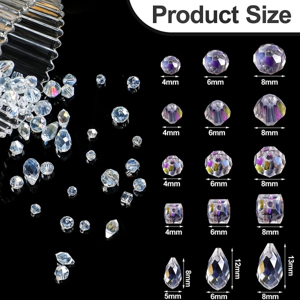 100 stycken Crystal Rondelle Light AB Pärlor Ädelstenar Lösa pärlor Klara Kristallglaspärlor Hantverk Facetterade pärlor Shiny Beads Smycken DIY 100 Pieces