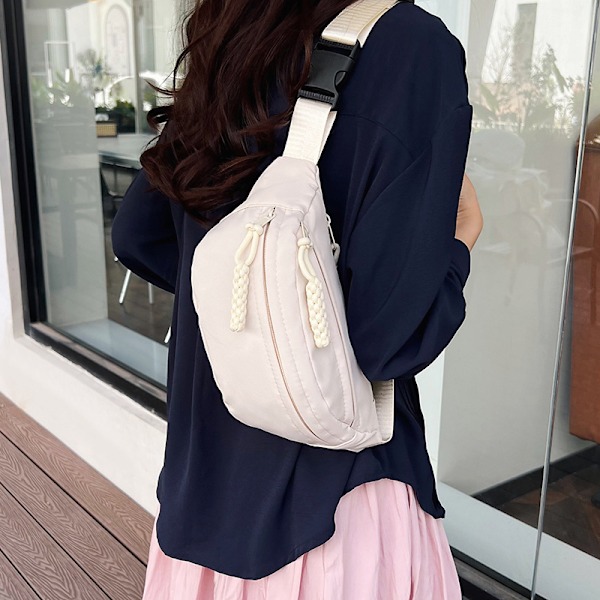 Koreansk stil Enkel Nylon Tyg Liten Väska För Kvinnor 2024 Vår Och Sommar Ny Texturerad Bred Axelrem Axel Underarm Crossbody Väska Pink