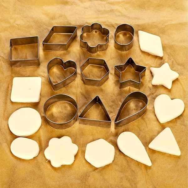 30st, Mini Cookie Cutter Set, Mini Cookie Cutter Form, Form, Form, DIY Köksverktyg Hjärta Stjärna Blomma Rund Fyrkantig Hexagon Silvery(30PCS)