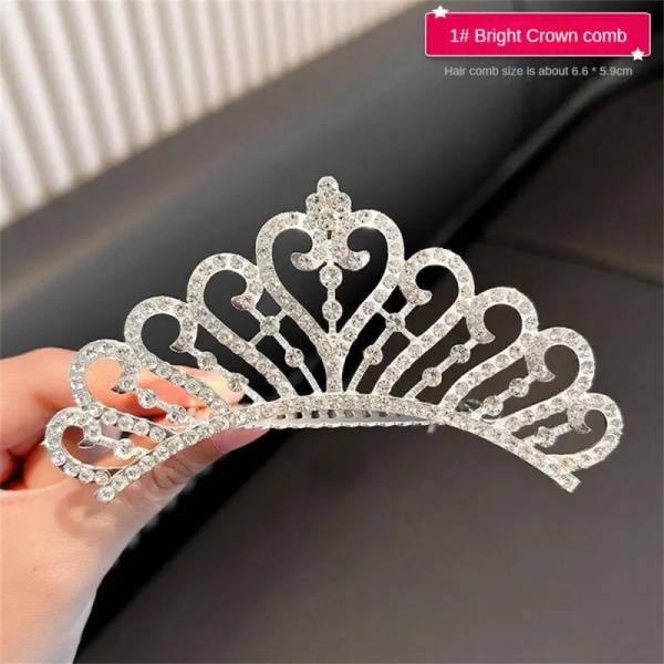 Little Girl Princess Crystal Hårband Princess Crown Hår Kam Flicka Huvudbonader Kronhår Kam Strass hårtillbehör Style X