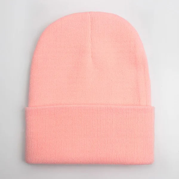 Unisex Solid Beanie - Höst & Vinter - Ullblandning - Mjuk & Varm - Stickad Mössa - Herr & Dam - Skullcap - Gorro - Skidmössa - 24 Färger Pink