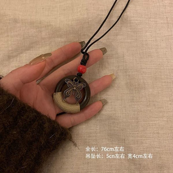 Qingge Handgjord Etnisk Tröja Kedja Mode Retro Lång Halsband Keramisk Multi-Layer Långa Konstnär Simple Spot Green
