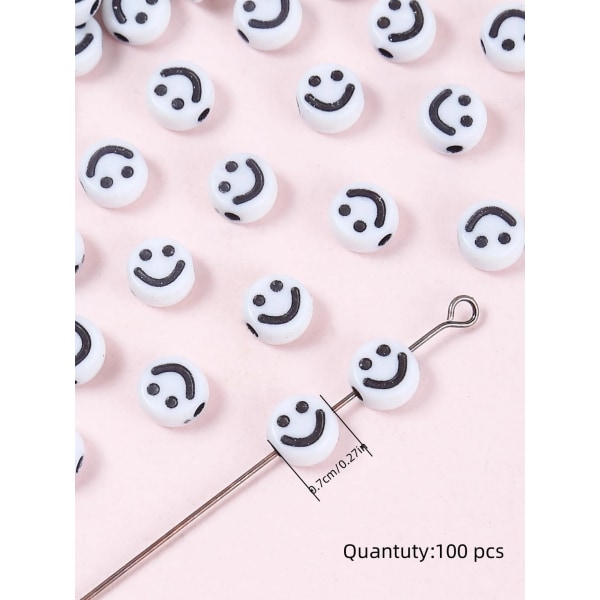 100 färgglada akryl smiley face mönster DIY pärlor för kvinnors smycken tillverkning NO.3