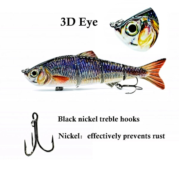 Abziyat Fiskebeten 4-sektion Hårdsvans Minnow Bete Swimbait Crankbait Fiskeverktyg Jakt Isfiskebete Livsliknande Fisk 10inch E