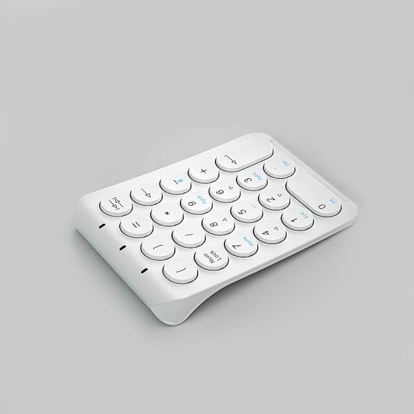 Bow 22 Nycklar Trådlösa Nummer Pad Rehargeable Bluetooth Numeric Keypad Round Keycaps Numpad Numpad Nummer Tangentbord Tangenter För Bärbar Ipad White