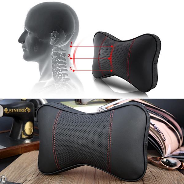2 stk. Toppkvalitet Ko Hud Bil Nakkestøtter Hovedstøtte Nakkestøtte Support Auto Universal Sæde Blød Åndbar Indretning Dekorere Indhold 2PCS Brown