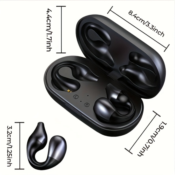 5.1 Earclip Earphone Digital Display, HIFI-ljudkvalitet, Earphone Sports Clip Ear TWS-kompatibla hörlurar Earbuds Black