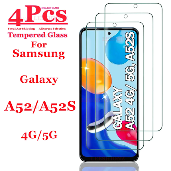 För Galaxy A52 A52s Skärmskydd Samsung, Härdat Glas Hd 9H Hög Aluminium Transparent Clear Anti Scratch For Galaxy A52 2 PCS