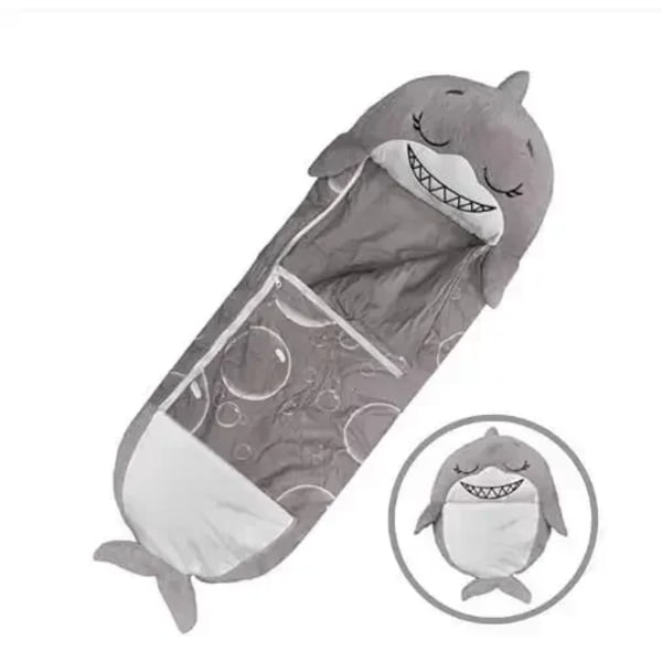 Kids Cartoon Sleeping Bags Children's Animal Sleep Sack Plush Doll Pillow Lazy Sleepsacks for Boys Girls Birthday Christma Gift Grey shark 180x70cm