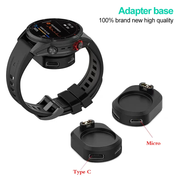Laddningsadapter för Garmin Fenix ​​7 7X 6 6S 5 5X Venu 2 2S Vivoactive 3 4 Typ C/Micro USB iOS Marq Watch Charger Dock Converter MARQ2 Type-C