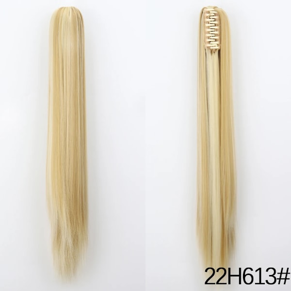 Azqueen 24 Tum Syntetisk Lång Raka Klo Clip På Ponytail Hår Förlängningar Svart Brun Blond Värme Resistenta Fiber Ponnyn Svarta 22H613 24inch 60cm