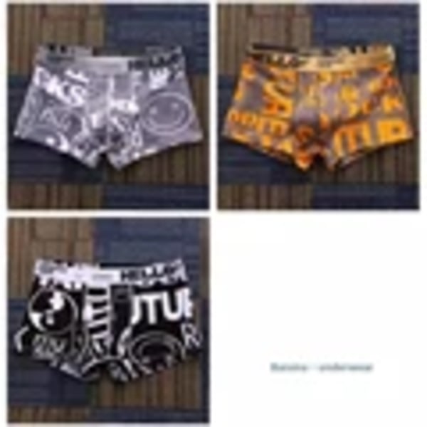 Män Underkläder Boxershorts Bomull Man Trosor Man Boxers Andningsbara Bekvämliga Män Tryckta Underkläder Sexy Quicas Cale Zoncillos 3pcsE L 50-60KG