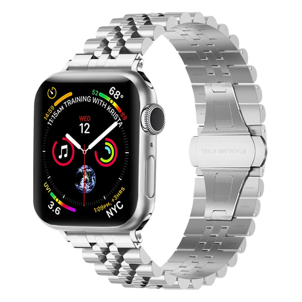 Metallrem För Apple Watch Ultra 49mm 8 7 45mm 41mm rostfritt stål smart watch armband För iwatch 6 5 4 3 SE 44mm 42mm 40mm Silver 2 iWatch Ultra 49mm