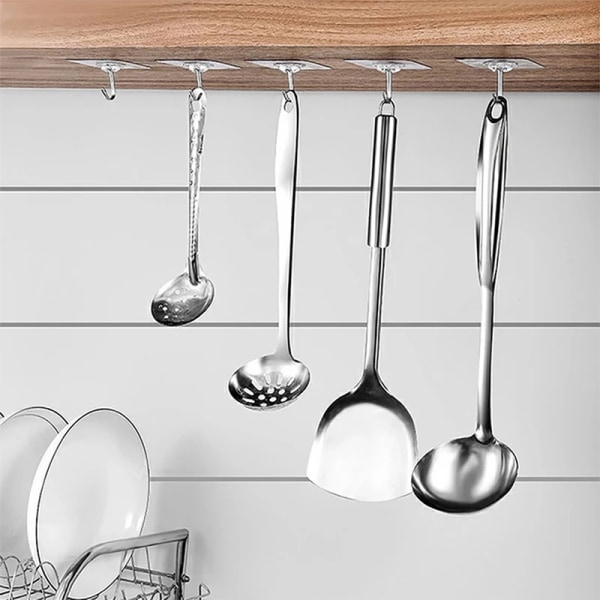 Transparent självhäftande krok Vägghängande krokar för att hänga starka hängare på väggen Dekorativa för kök badrum 10pcs
