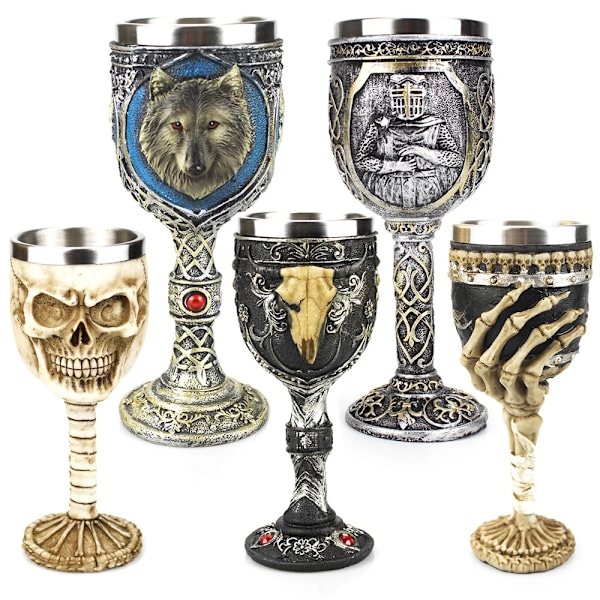 Kreativ 3D Gotisk Vinglas i Stil med Drakklo, Viking-Skalle, Skelett, Punk, Halloween-Presenter, Bar-Dryckesglas, Kopp 041-5 100-200ml(3.4-6.8oz)