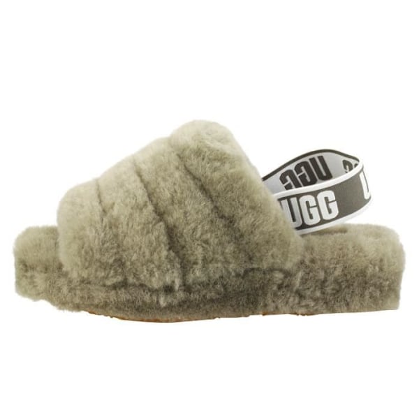 UGG FLUFF YEAH LOGO SLIDE Damsandal - Grön - Överdel av fårskinn - Plattform - 37