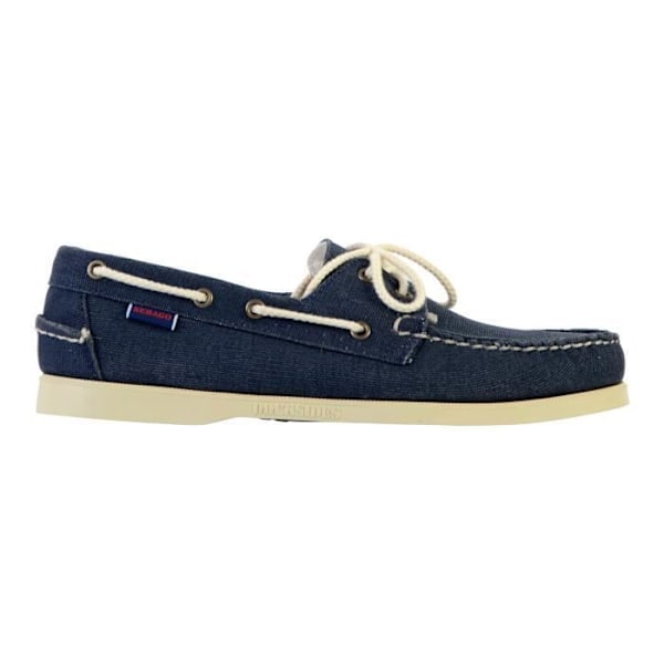 Sebago Portland 10OZ tvättad canvas låg lädermockasin marinblå 42